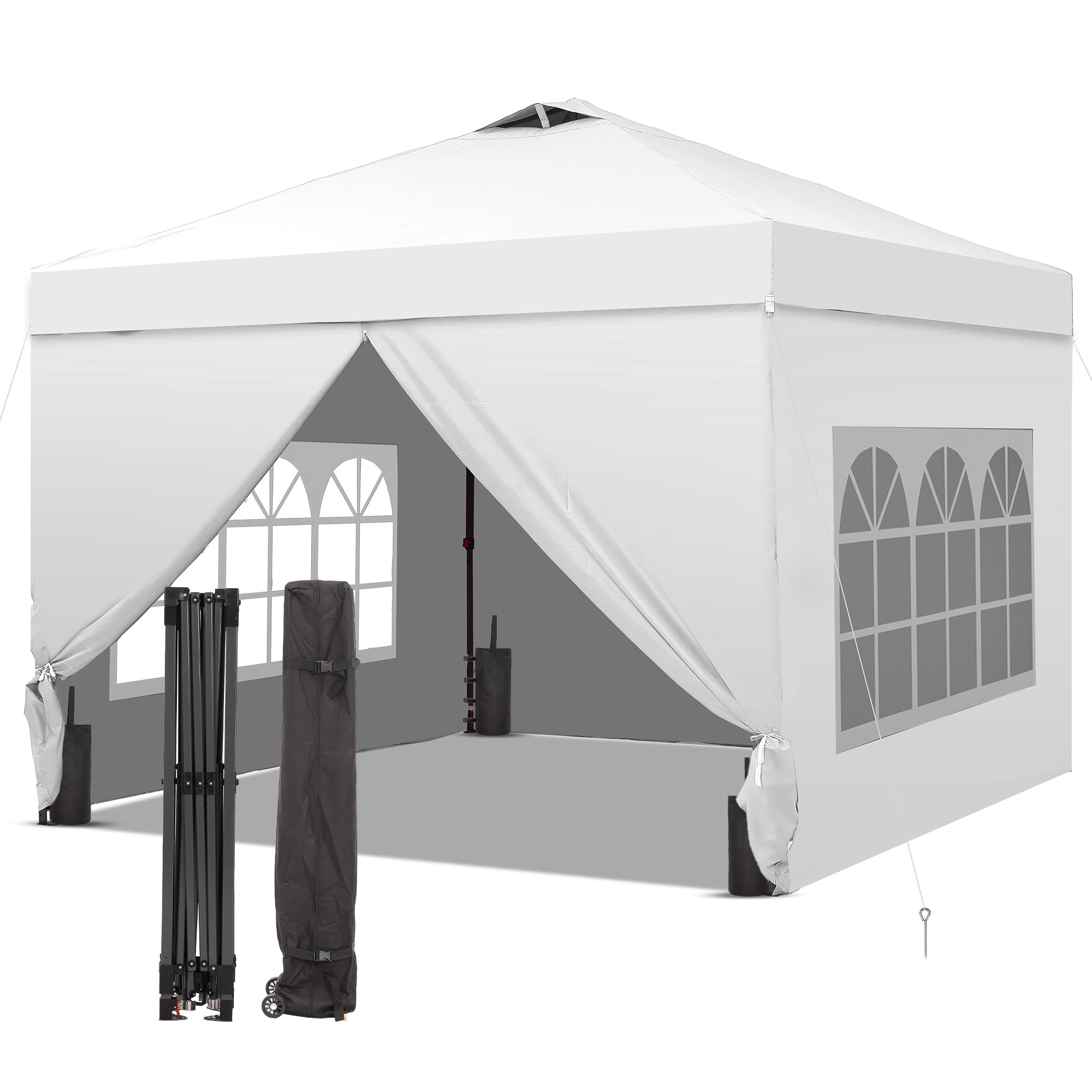 Condition photo showing Good Condition for GDY 12x12 Pop Up Canopy Tent with 4 Sidewalls, Easy Set up with One Push Lift Gazebo with Wheel Bag and4 Sandbags,Carpas for Events, Parties,Camping, White.
