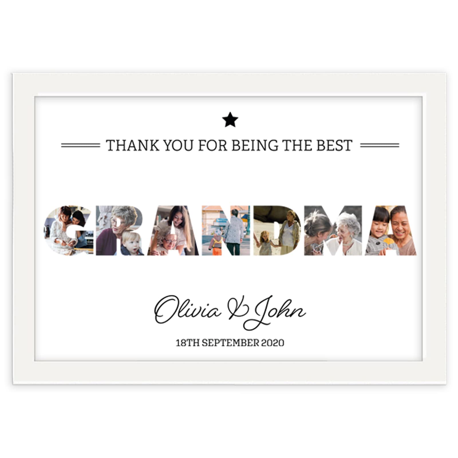 You Personalise White A4 Grandma Personalised Photo Collage Framed