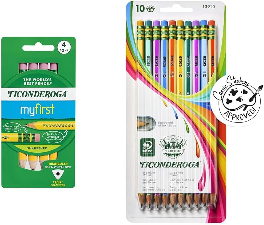 My First Short Triangular Wood-Cased Pencils Bundle With Striped Wood-Cased Pencils, 4 And 10 Count