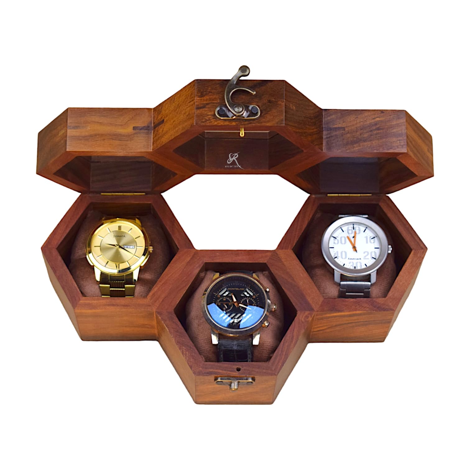 Vitrine De Montre En Bois Pour Homme Avec Dessus En Verre, Organiseur