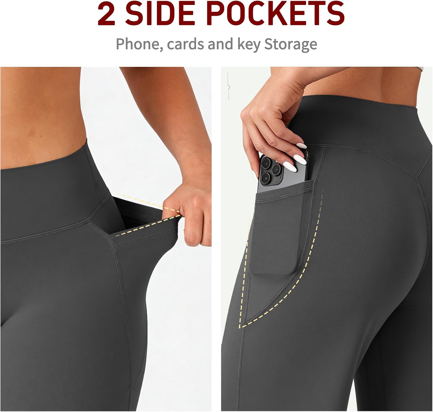 JGS1996 Straight Leg Leggings with Pockets for Women Wide Leg Yoga Pants Casual Sweatpants No Front Seam Gym Workout Leggings