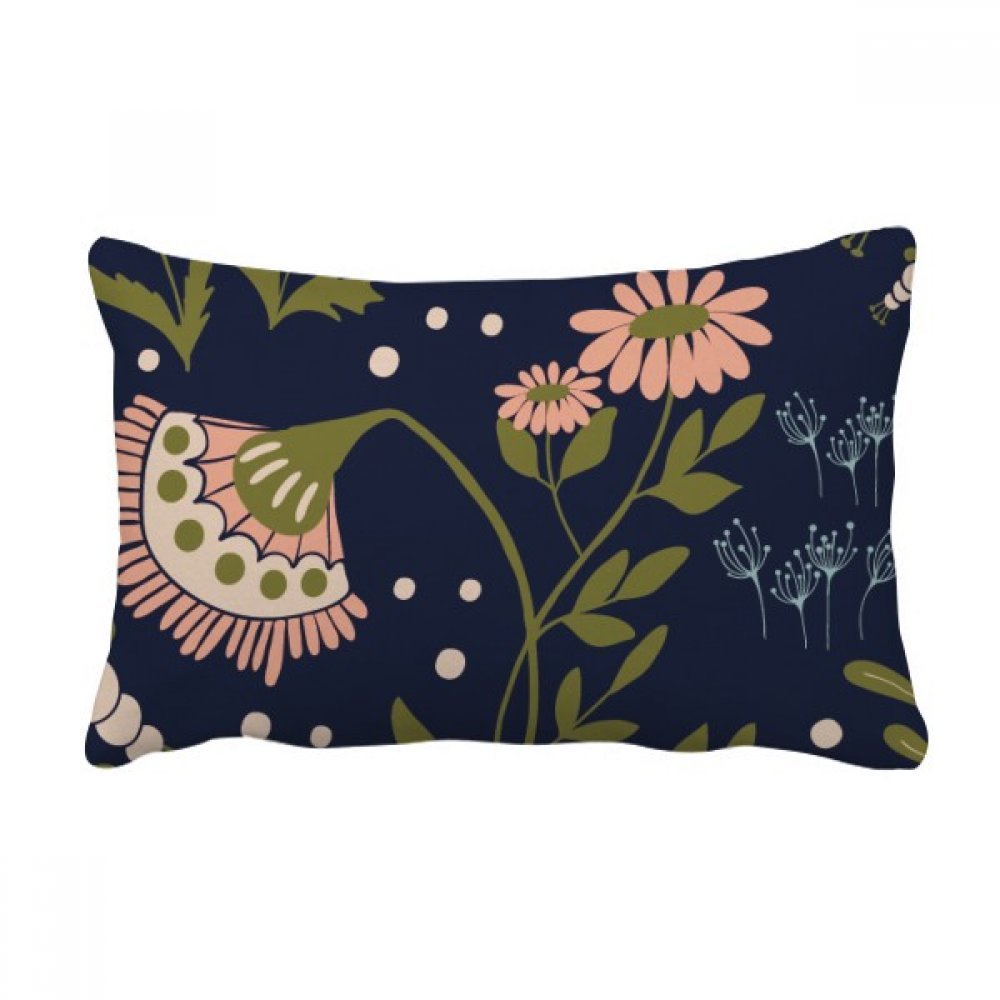 Coussin lombaire imprimé fleur rose sauvage oreiller avec insert amovible déco maison 40x60