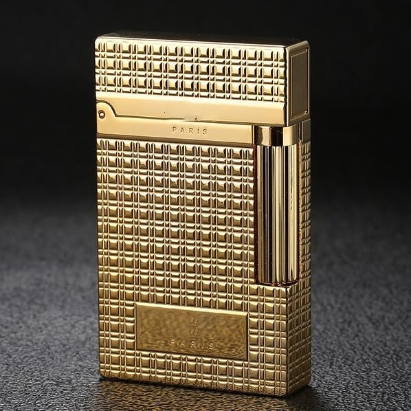 Classic Flip-Top Side-Slide Ignition Torch Lighter Vintage Copper Flip Sound Lighter Hand-carved Small Squares Butane Refillable Gas Lighter