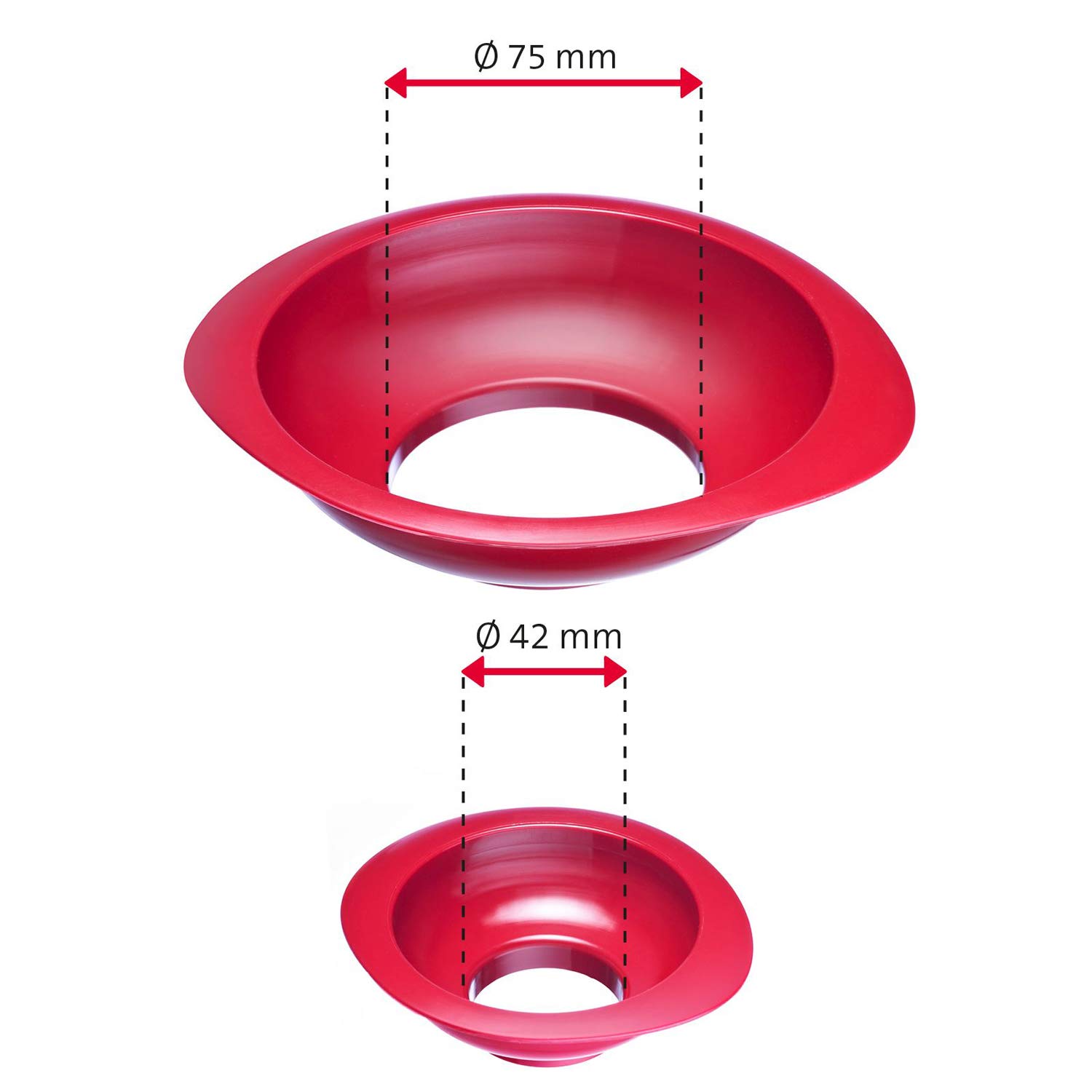 Westmark 2 Embudos para conservas / mermelada, Set de embudos, Diámetro del cuello de llenado: 4,2/7,5 cm, Plástico, Rojo, 11552270