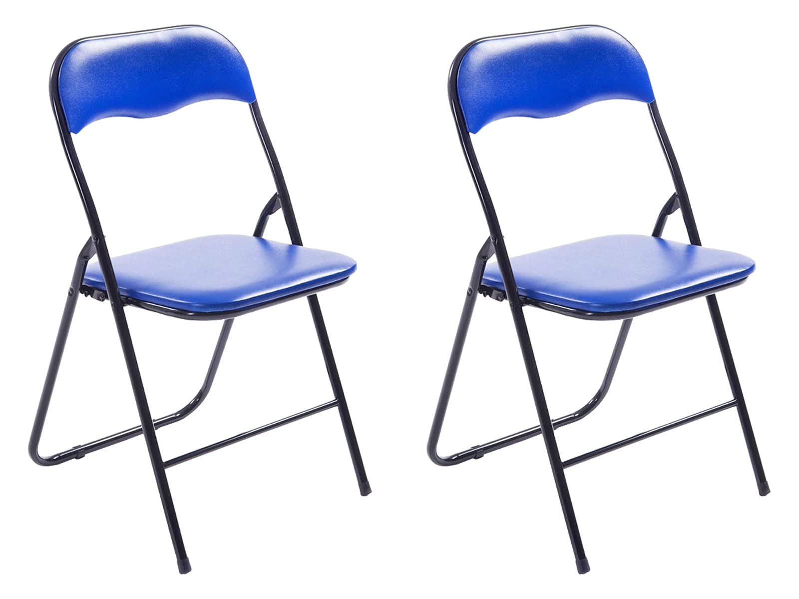 CLP Set De 2 Sillas Plegables Felix con Estructura De Metal I Juego De 2 Sillas De Conferencia Acolchada & Plegable, Color:Azul/Negro