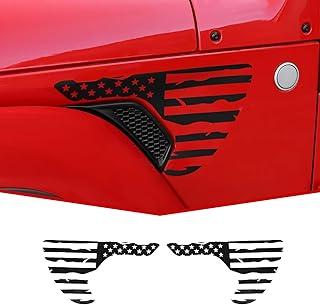 JeCar Side Fender Vent American Flag Vinyl Decals Distressed USA Flag Stickers Fit for