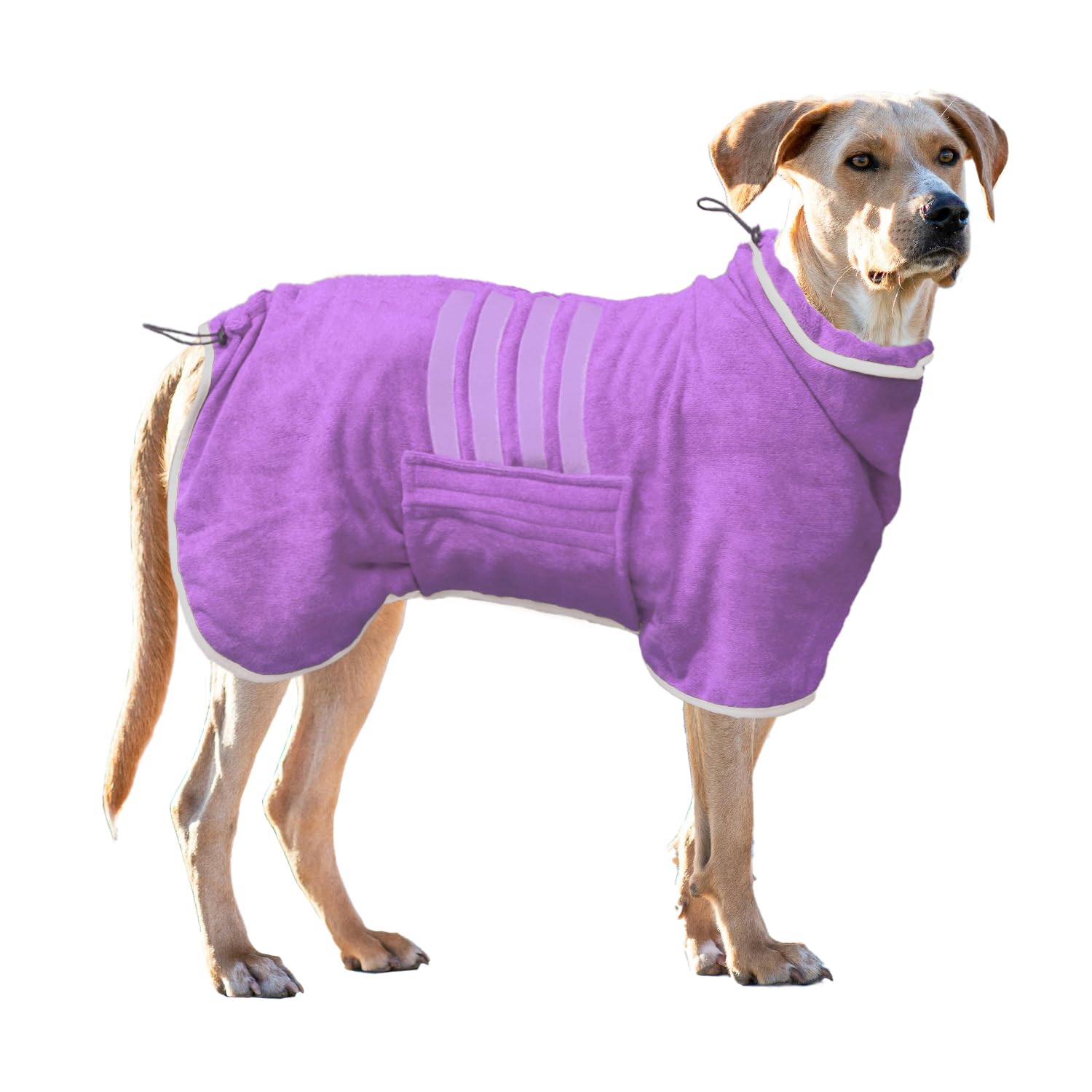 Dog Drying Coat Bathrobe Towel, Microfibre Material Fast Drying Super Absorbent Dog Bath Robe, Pet Quick Drying Moisture Absorbing with Adjustable Collar and Waist (Purple, XXX-Large)