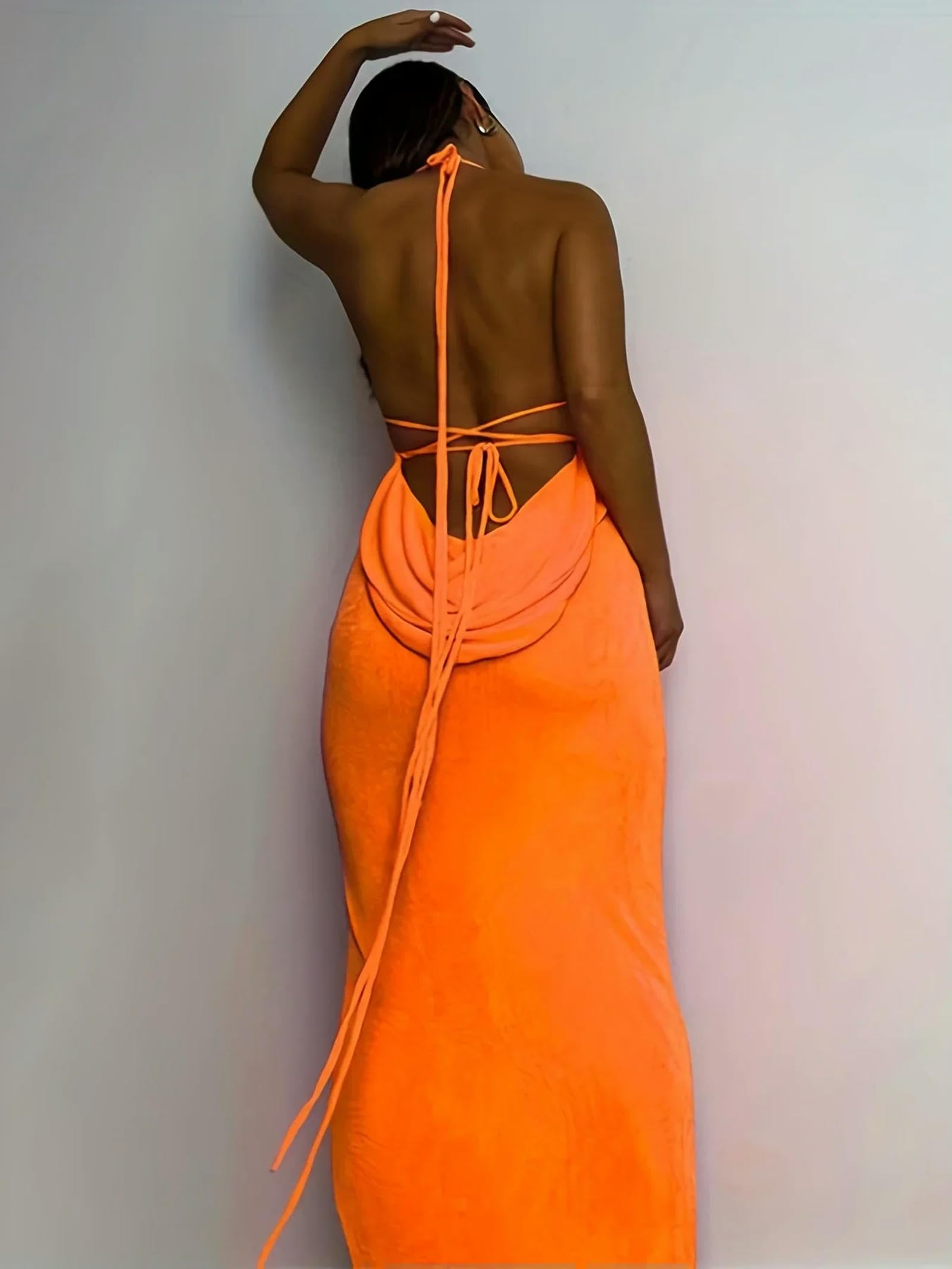 Robe bustier orange chic à col montant tendance d'été taille S