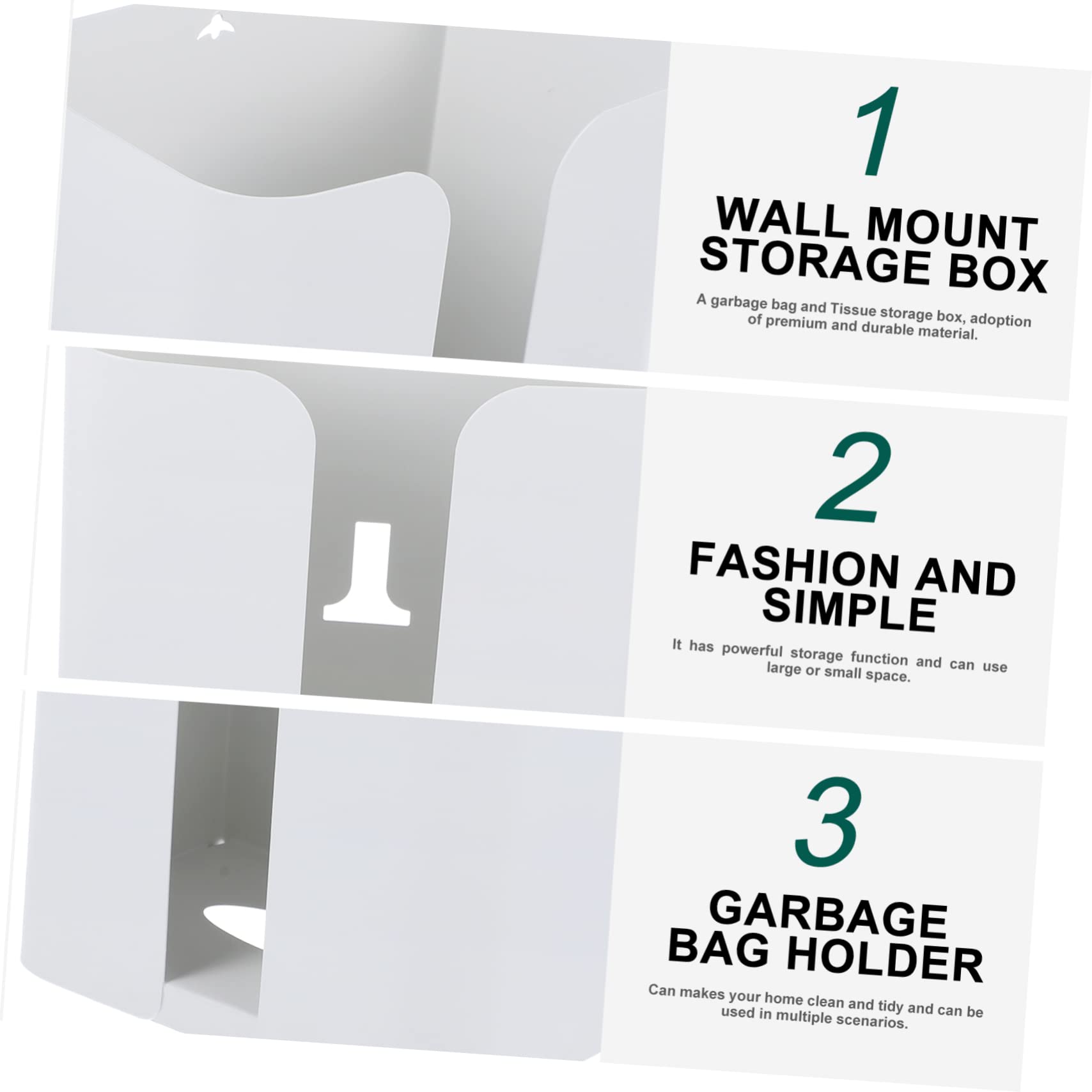 Paquet Poubelle et Rangement Pratique Distributeur Mural en Acier Carbone et Ouverture Ergonomique Blanc Design Vertical pour Usage Multiple