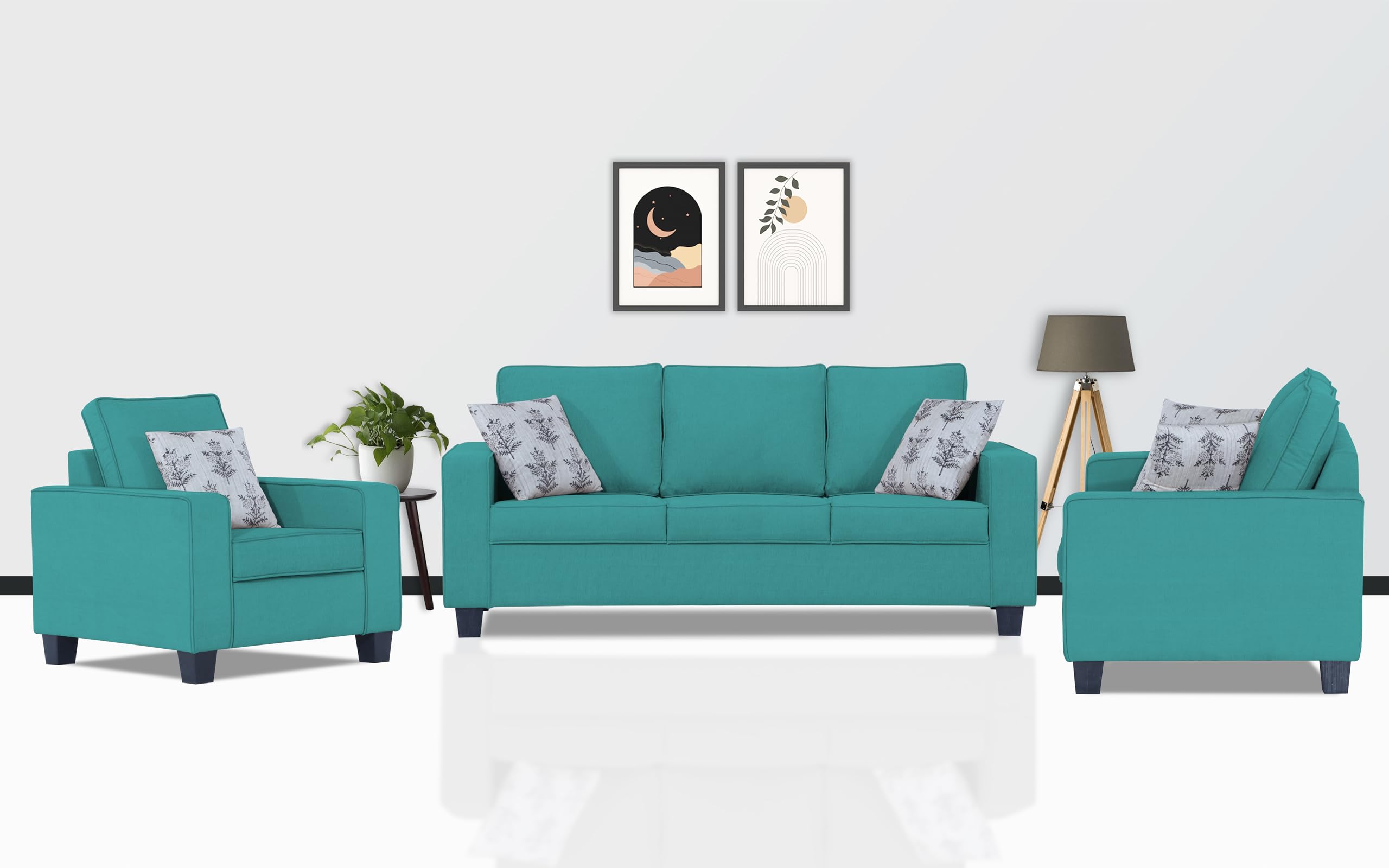 Adorn India Camden 3+2+1 6 Seater Sofa Set (Aqua Blue) (3 Year Warranty)-image-20