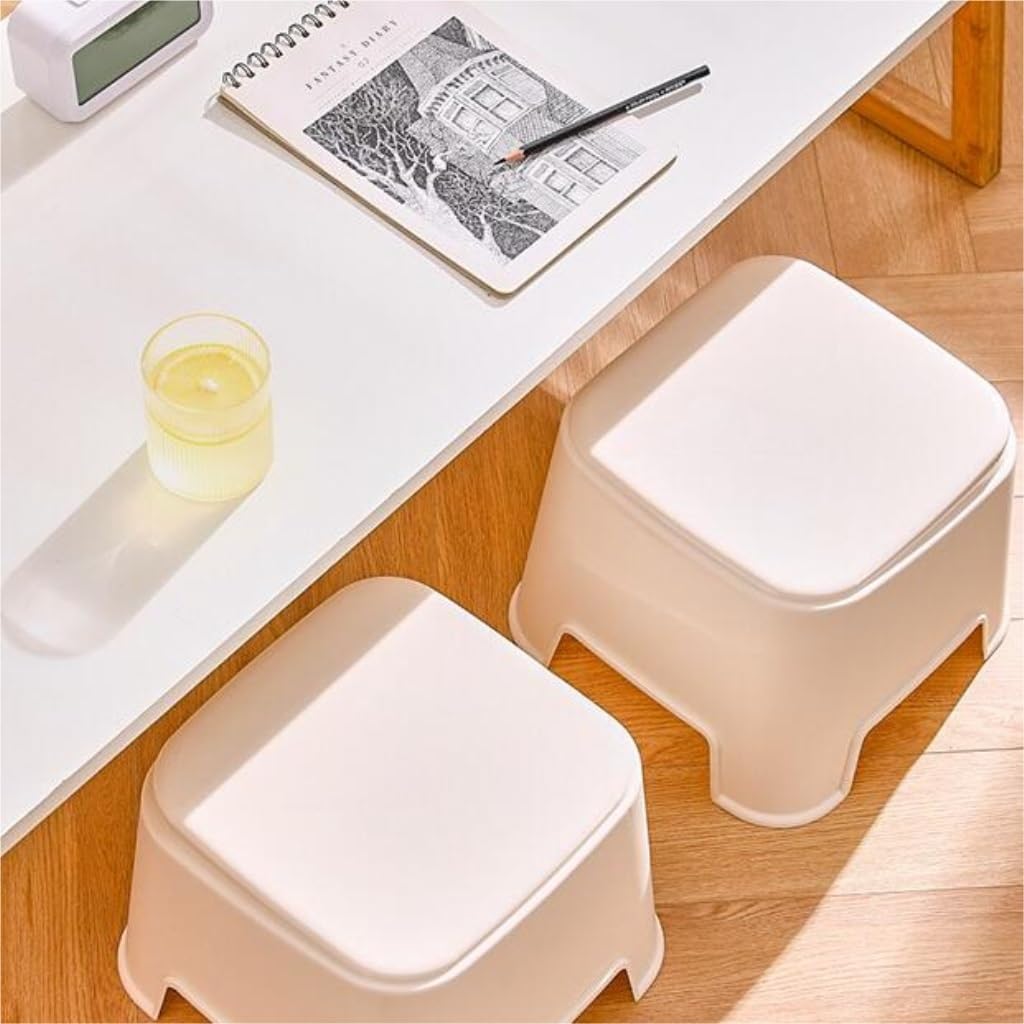 Creatieve Plastic Lage Kruk, Waterdichte Antislip Badkamer Douchekruk, Comfortabele Sterke Verandering Schoenen Zitting Voor Woonkamer Slaapkamer Keuken, 43,5 × 24 × 41,5 Cm,Grijs,Freedom76