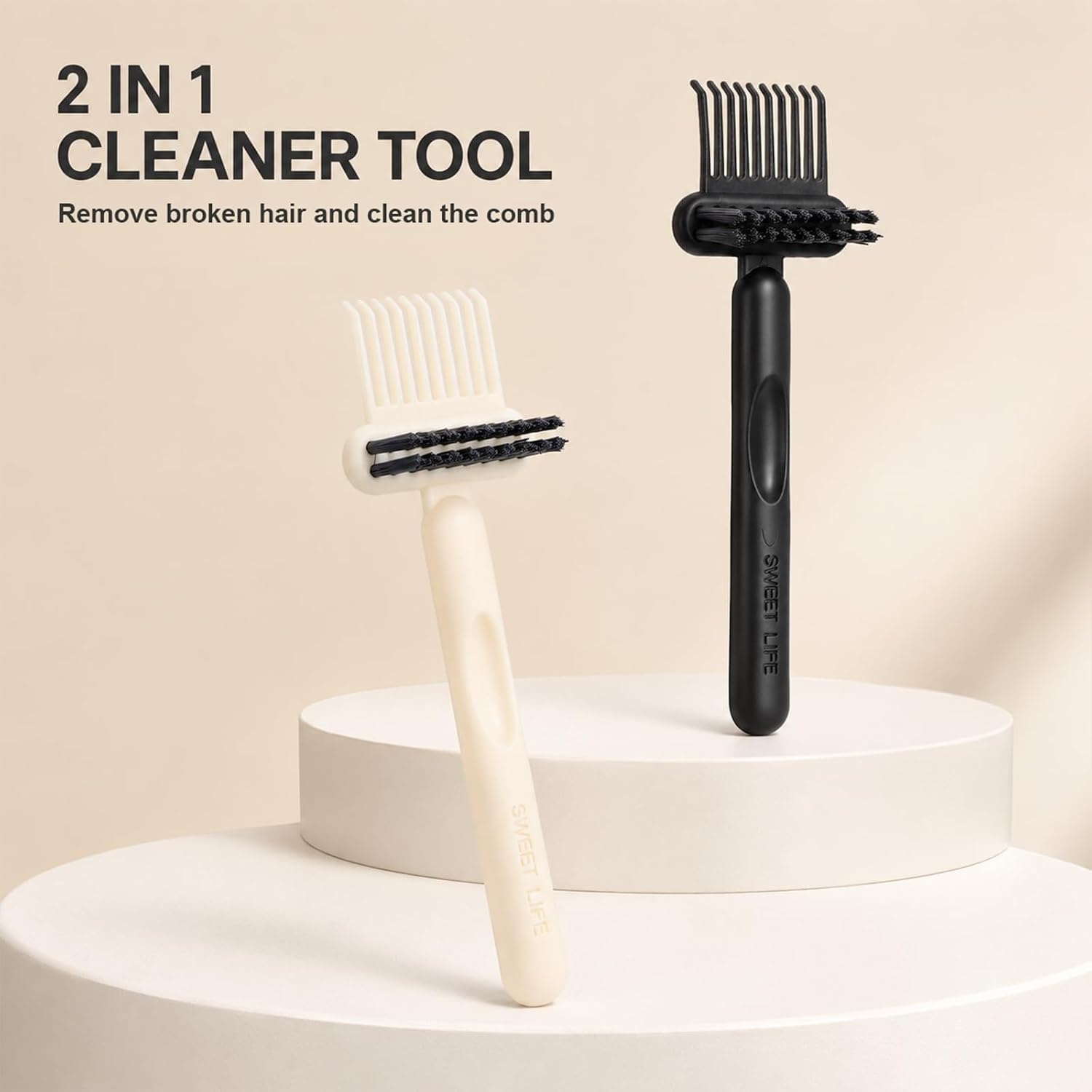 2Pcs 2in1 Hair Brush Cleaner Remover Tool Portable Comb Dust Cleaner