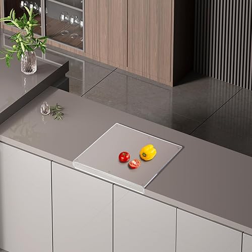 Miniatura 6 de Tablas de cortar acrílicas para cocina, tabla de cortar transparente con borde para protector de encimera, tabla de cortar transparente