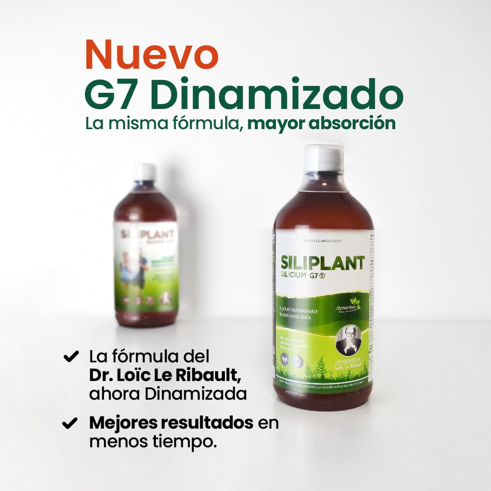 G7 Siliplant Silicio Líquido Bebible. Suplemento Natural de Cola de Caballo para Articulaciones Piel Uñas Pelo y Huesos Alta Absorción.