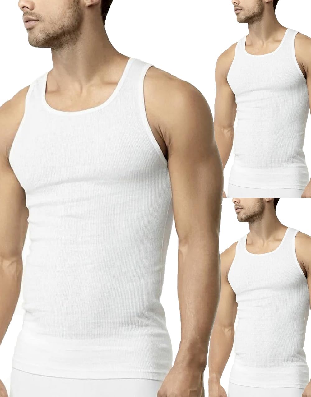 Men’s 3-Pack Cotton Ribbed Lightweight A-Shirt Undershirt Tank Top - Image 4