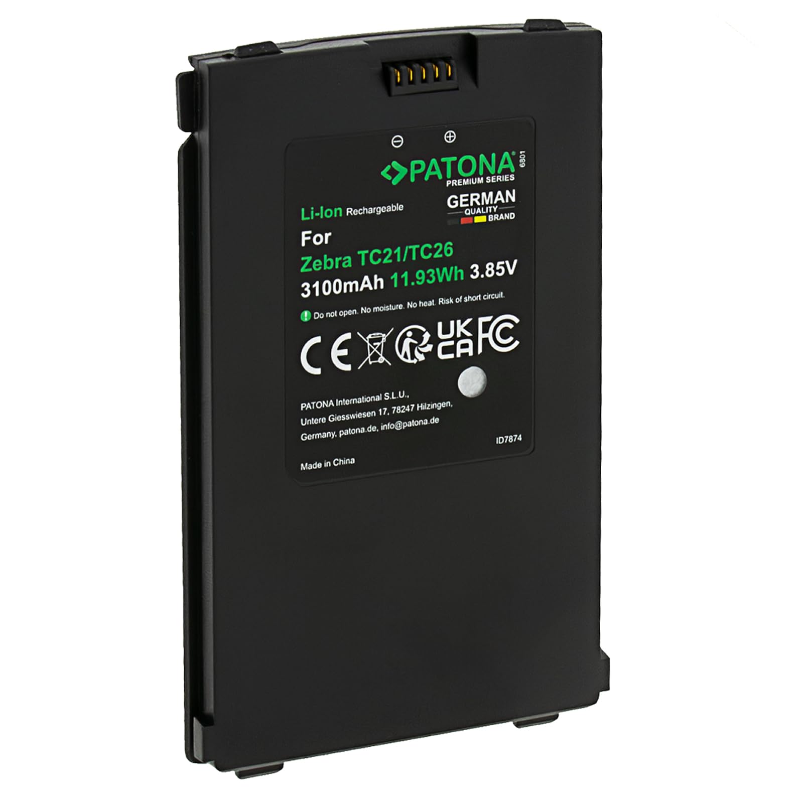 PATONA Premium Akku für Zebra TC21 TC210 TC26, 3100mAh Li-Ion Ersatzakku | Ersatz für Zebra BT-000409 BT-000411-08 BTRY-TC2Y-1XMA1-01 – für Barcode Scanner, MDE Gerät und Handterminal