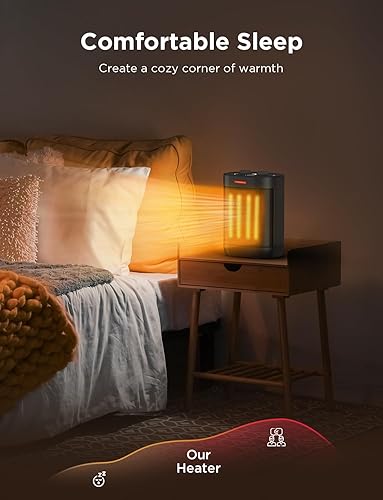 Miniatura 5 de Calentador de espacio pequeño de 1000 W para uso en interiores, calentamiento rápido 2S, calentador eléctrico de cerámica PTC con 3 modos,