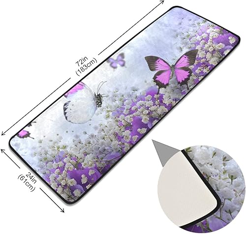 Miniatura 2 de Alfombras de cocina con flores moradas y mariposas, antideslizantes, suaves, alfombra de baño, alfombra de pasillo para el hogar, comedor, sala de