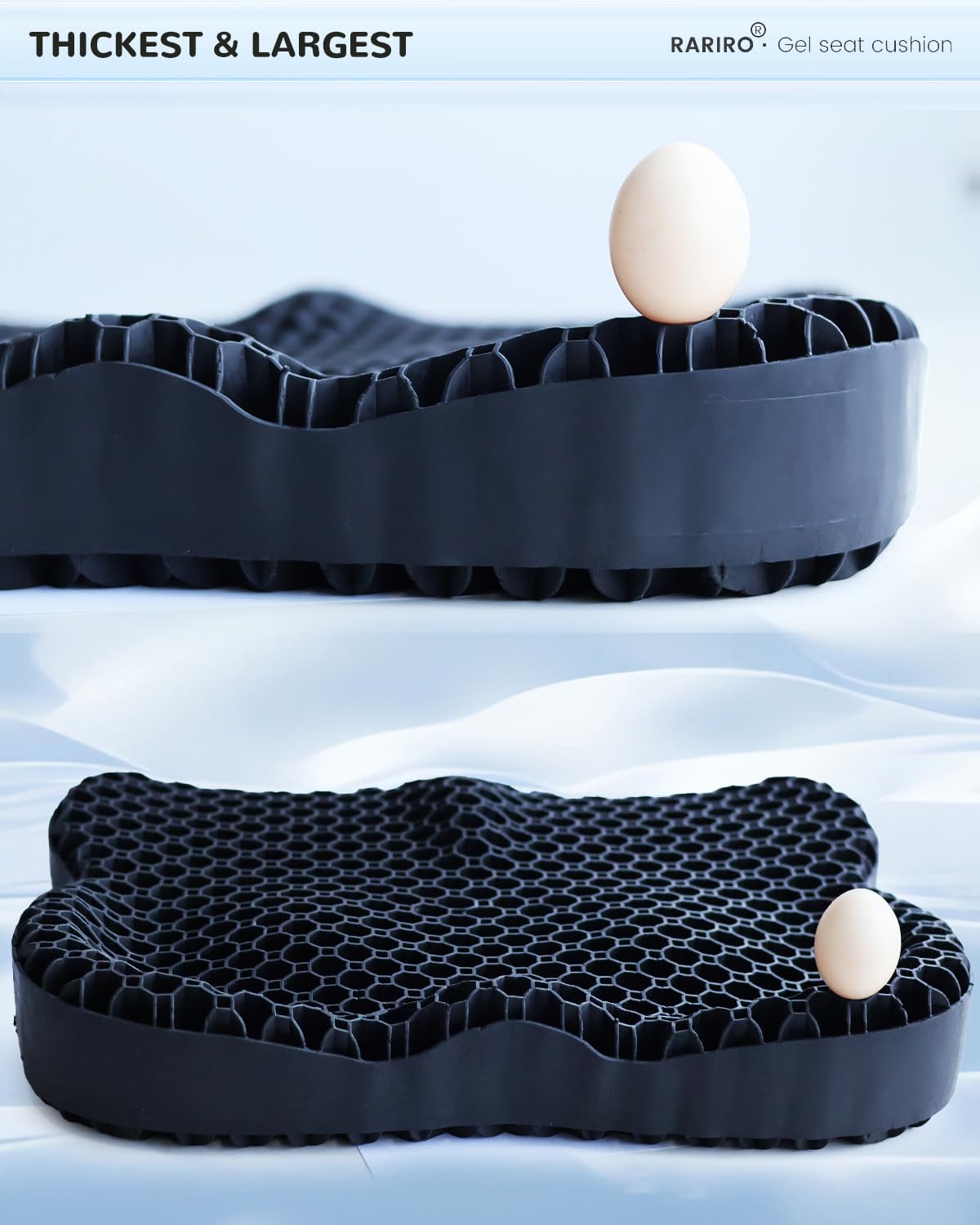 Żelowa poduszka na siedzisko, poduszka z nadrukiem, podwójna struktura, ergonomiczna struktura plastra miodu, krzesło biurowe, miękkie siedzisko, krzesło biurowe, kość ogonowa, rwa kulszowa, poduszka