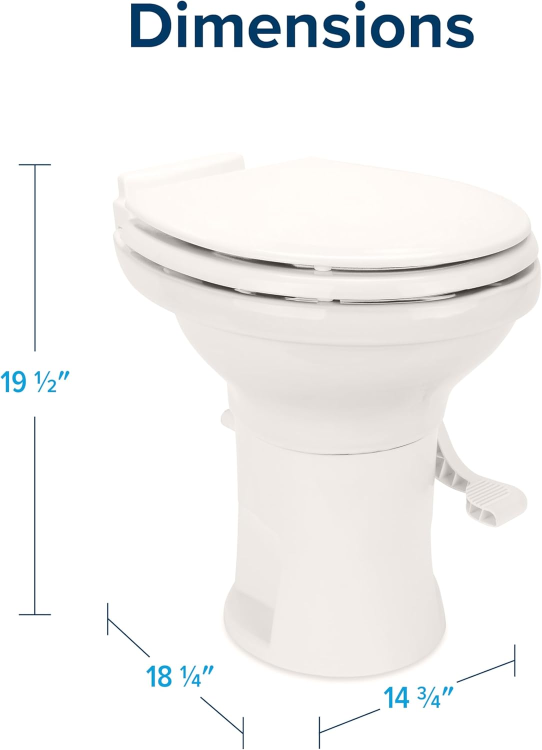 Camco Premium Ceramic Camper/RV Toilet - Features Gravity Flush System w/Convenient Foot Pedal - Full-Sized Ergonomic Design w/18 Chair Height - Soft-Close Wood Seat & Lid - Bone (41715)