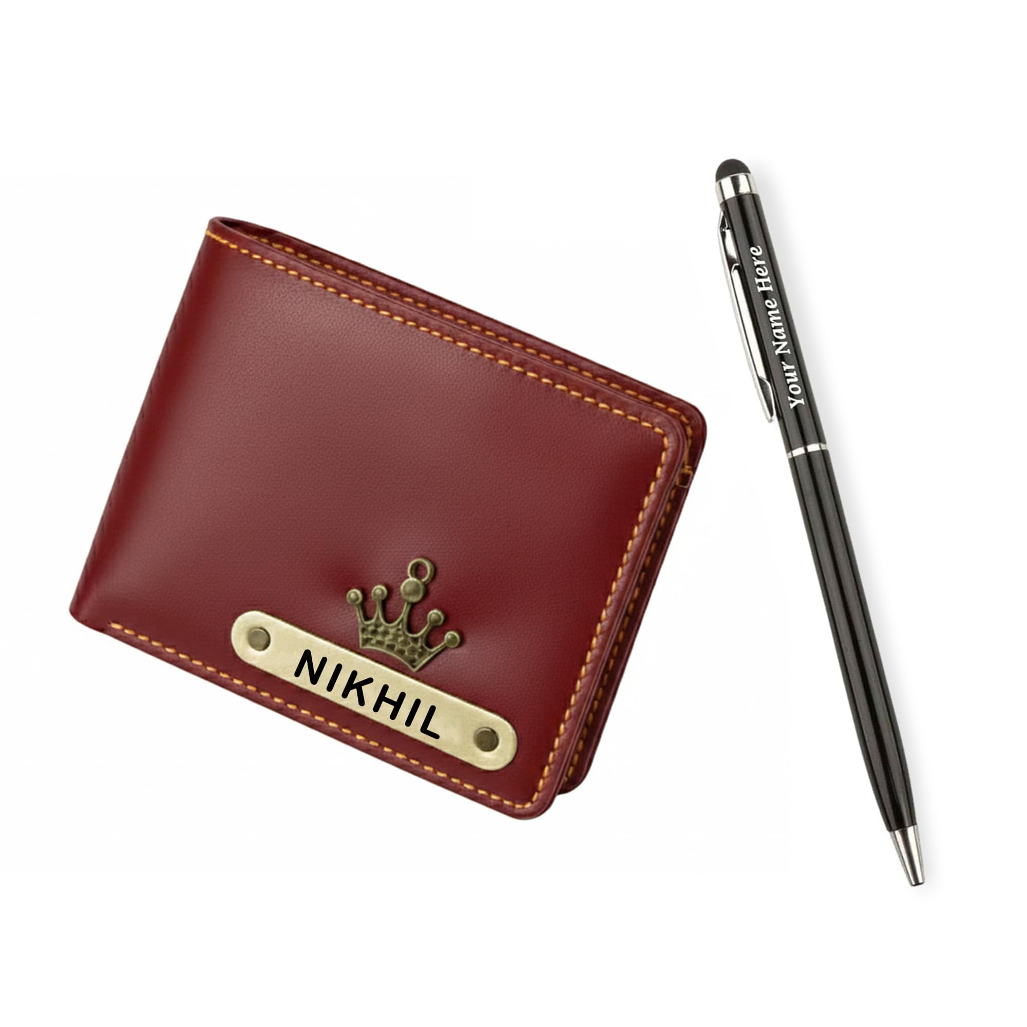 Personalized Leather Wallet for Men | Leather Passport Cover Holder for Men & Women | Customized Gifts with Name & Charm | Gift for Boys, Husband, Brother (Wallet, Trendy Tan Wallet with Pen) z01-picture-51