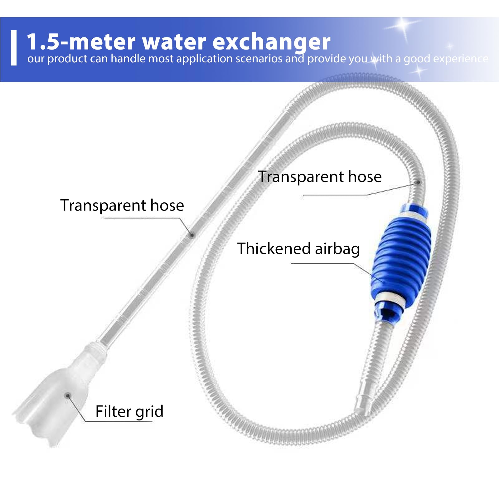 Set di pulizia per acquario, 5 in 1: accessori per acquario, cambio acqua, sifone e 5 strumenti di pulizia rimovibili, set di pulizia per acquario, strumenti di pulizia per il cambio dell'acqua e la