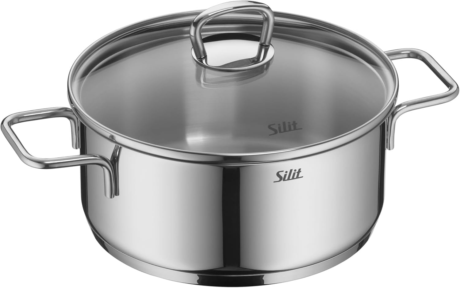 Silit Alicante 4-Piece Saucepan Set with Glass Lid, Induction Pots, Polished Stainless Steel, Uncoated, Oven-Safe