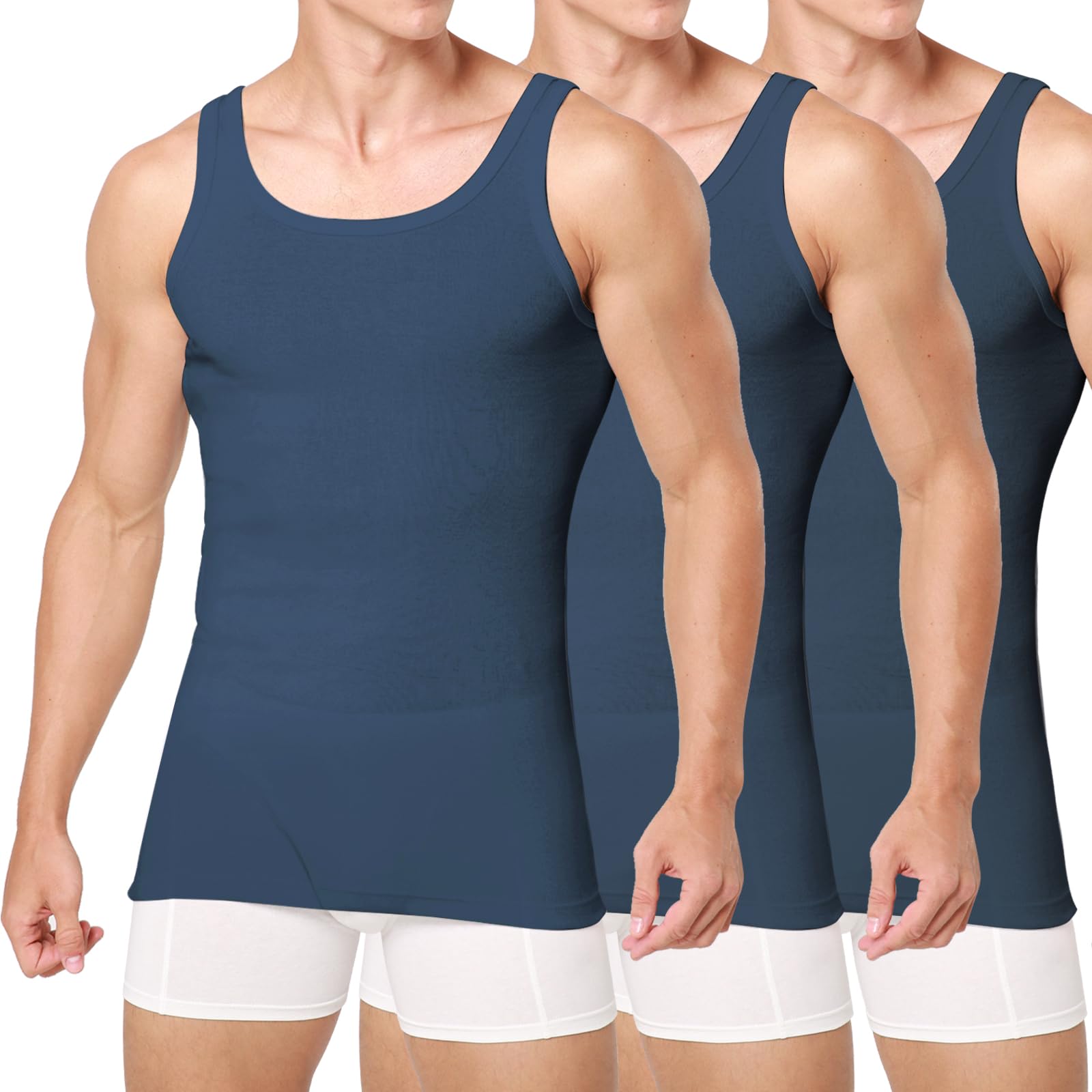 Unterhemd Herren 3/5er Pack Tank Top Baumwolle Männer Schwarz Weiss Mehrfarbig