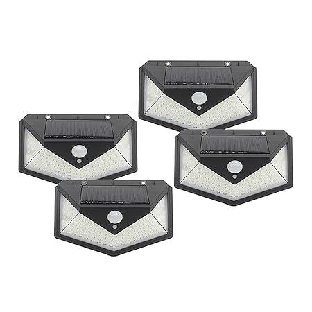 dressimax (Pack of 4 100 Led Outdoor Solar Wall Light, 3 Adjustment Modes Motion Sensor Control Solar Lights with 270 degree Wide Angle,Cool White