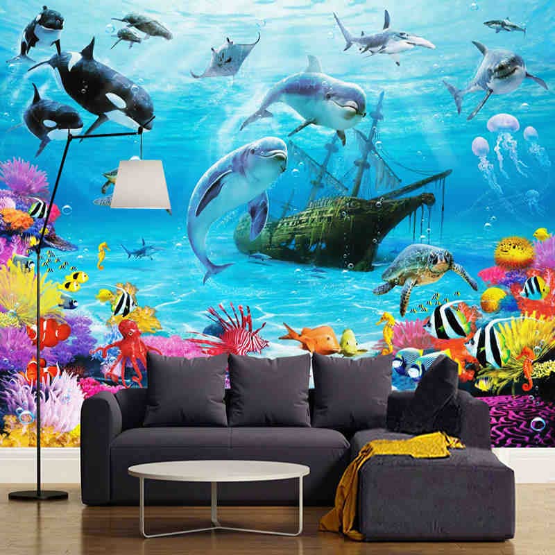 Mejores precios y opiniones de Pintura ecológica habitación infantil - cinco favoritos. 37 Papel pintado mural del mundo submarino 3D Personalización personalizada Habitación infantil Papeles de pared fotográficos ecológicos