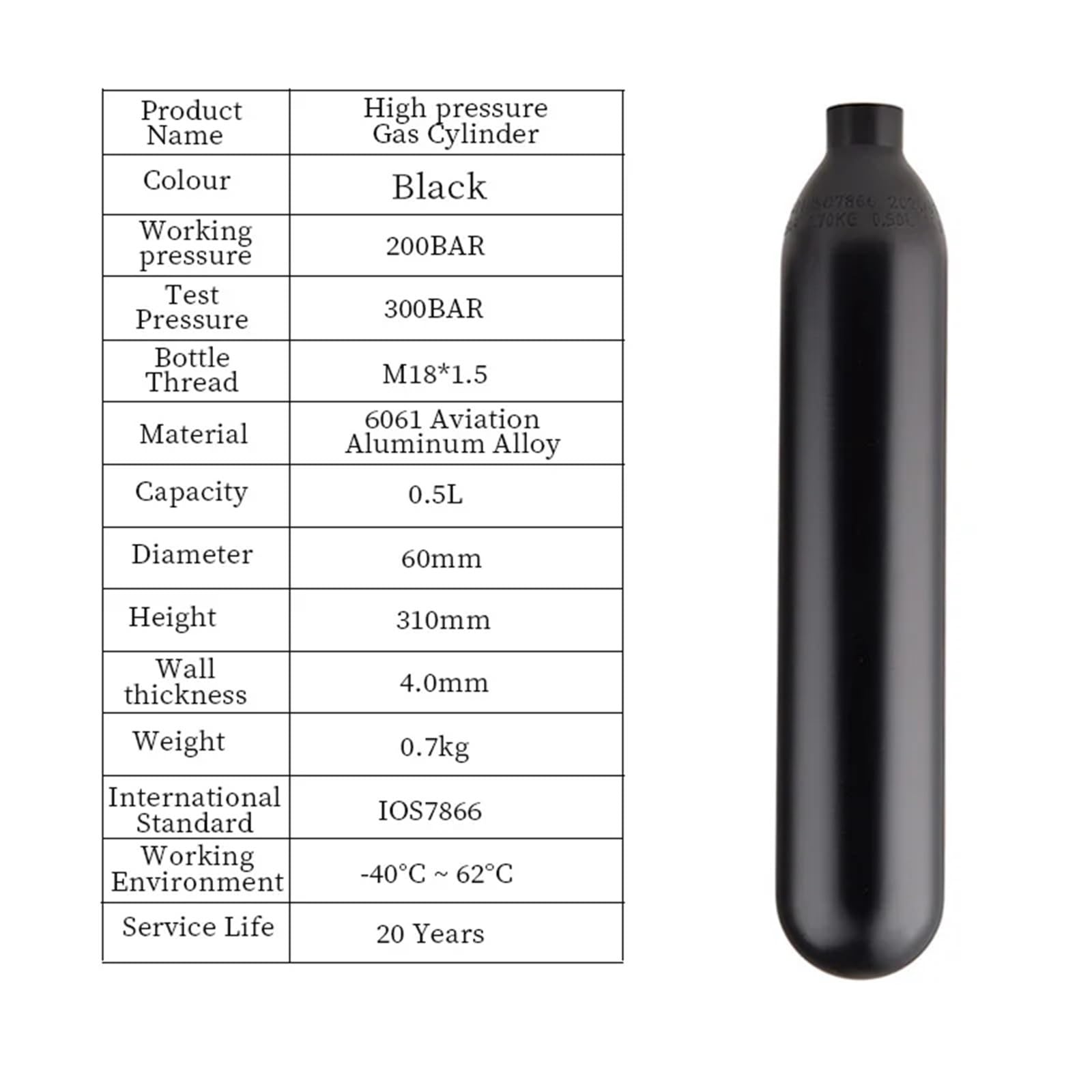 1 szt. 0,5 l 500 cm³ nurkowanie M18*1,5 wyjście butli gazowej 160-3000 PSI regulator ciśnienia stacja zbiornik powietrza nurkowanie akcesoria do butli CO2