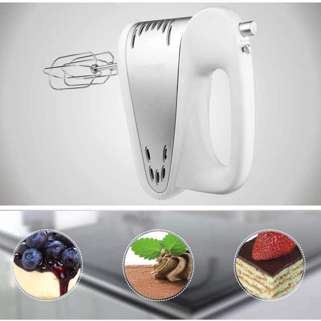Portable Electric Egg Beater, 200 Watt Multi-Speed Manual Mixer, Easy Eject Button and 5 Accessories (Beater, Dough Hook), Especially Practical