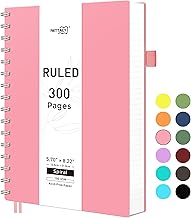 RETTACY A5 Notebook, Notepad, Wirebound Spiral Notebooks 300Pages /150 Sheets for Writing,100gsm College-Ruled Paper, Flexible Plastic Cover, for Women Men Work Office School,14.5 x 21cm - Pink