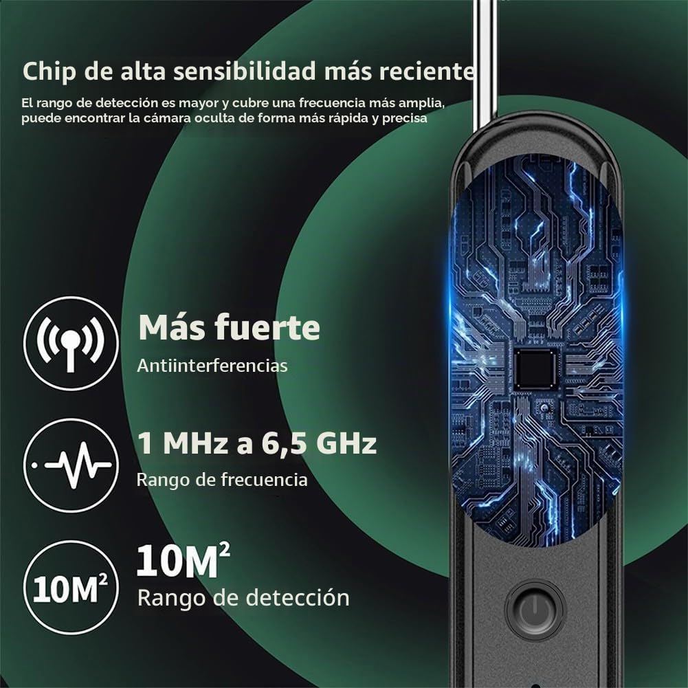 Detector de Dispositivo Oculto con Escáner de Señal Infrarroja y RF para Localización GPS y Detección de Cámara Inalámbrica, Sensibilidad Ajustable para Protección de Privacidad