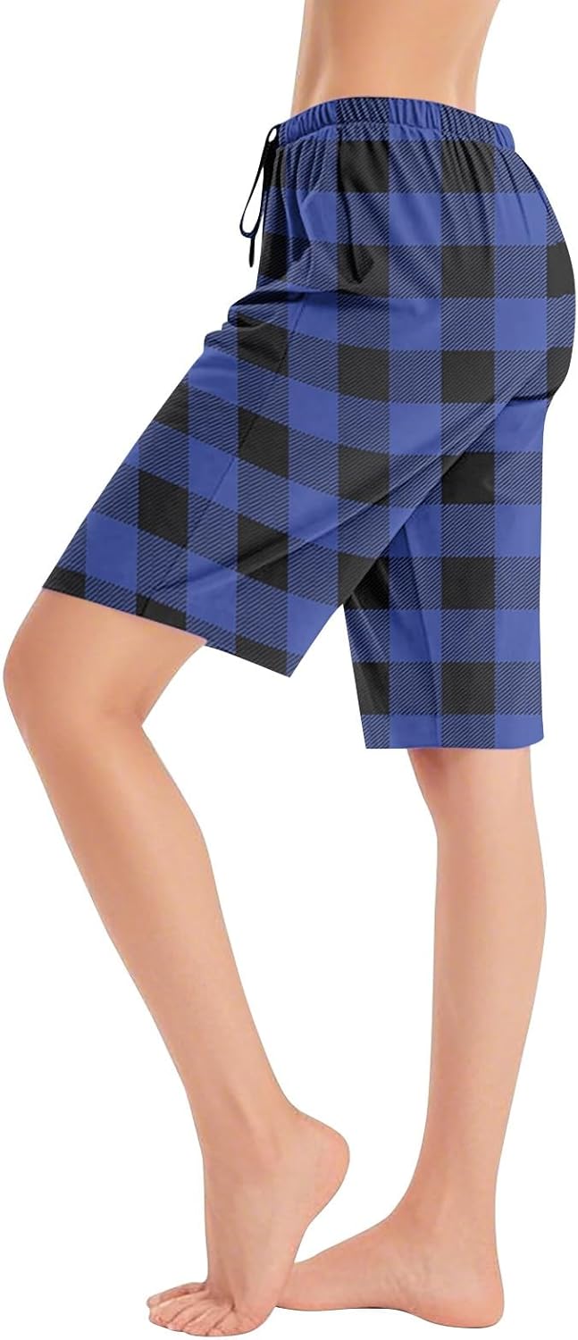 Womens Pajama Shorts Elastic Soft Comfy Sleep Bermuda Shorts Stylish Casual Lounge Pj Bottoms with Drawstring