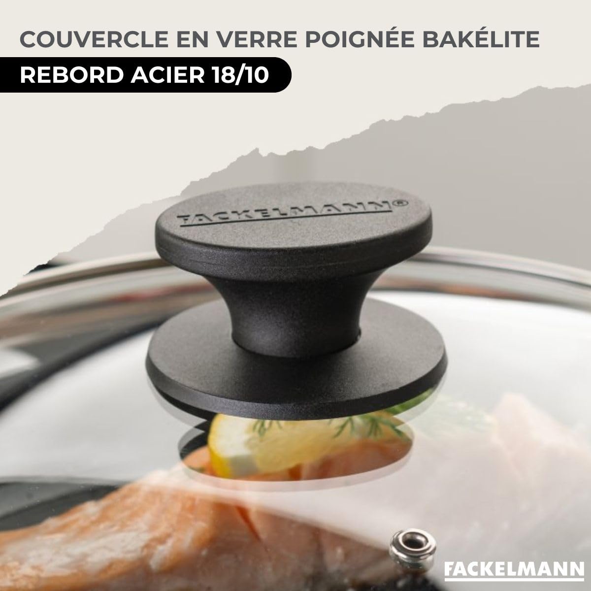 Fackelmann Set 2 poêles inox 24 et 28 cm, couvercles et 6 ustensiles inox
