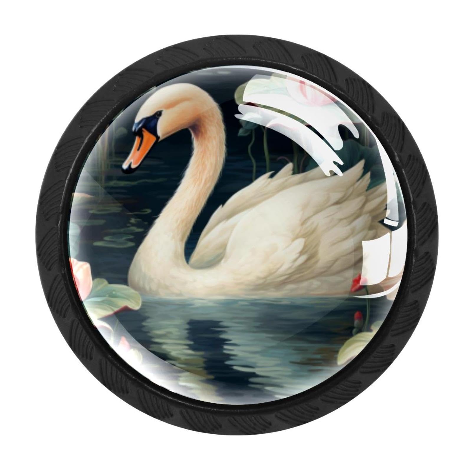 Chenzzzz Multicolored 09 4 Pack Swan Dresser Drawer Cabinet Knobs Round Crystal Glass Knobs Pulls Handles For Kitchen Wardrobe Cupboard Door Hardware