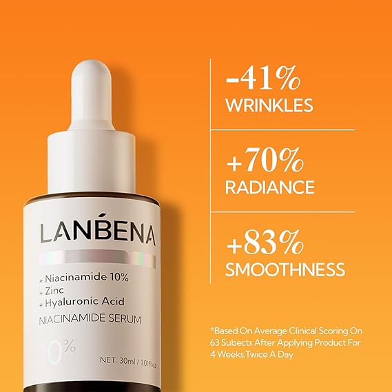 LANBENA Revolutionary Vitamin C Serum for Face, Illuminating Fcae Serum With Niacinamide, Brightening Anti-Aging Essence for Sensitive Skin, Non-Greasy, Reduces Dark Spots & Wrinkles (1.05 Oz)