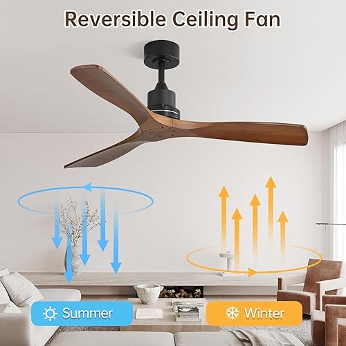 Miniatura 5 de Ventiladores de techo inteligentes de color blanco dorado de 54 pulgadas con luces y control remoto, motor de CC silencioso, 3 aspas ABS,