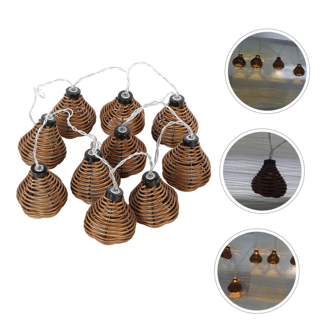 Alipis Lichterkette mit Rattan Imitat 10 Leds Dekorativ 2, 2m | Innen und Außenbereich, Leicht zu Installieren, Pe Material für Feste und Saisonale Dekoration