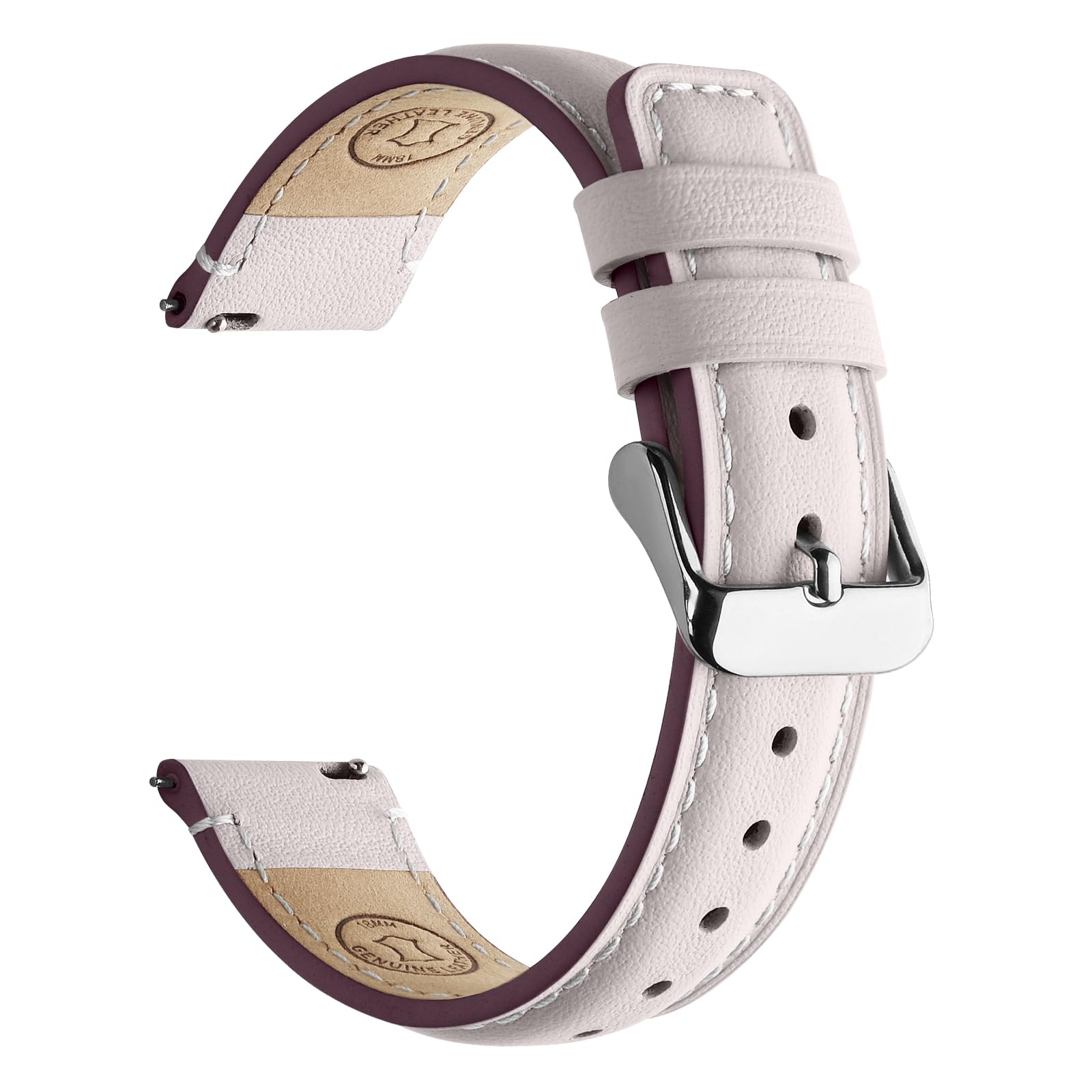 Fullmosa Uhrenarmband 18mm für Huawei Watch 1st/ASUS Zenwatch 2 Damen 1.45" Garmin Watch. Armband Yola Series,Dunkelbraun + Rauchgraue Hardware