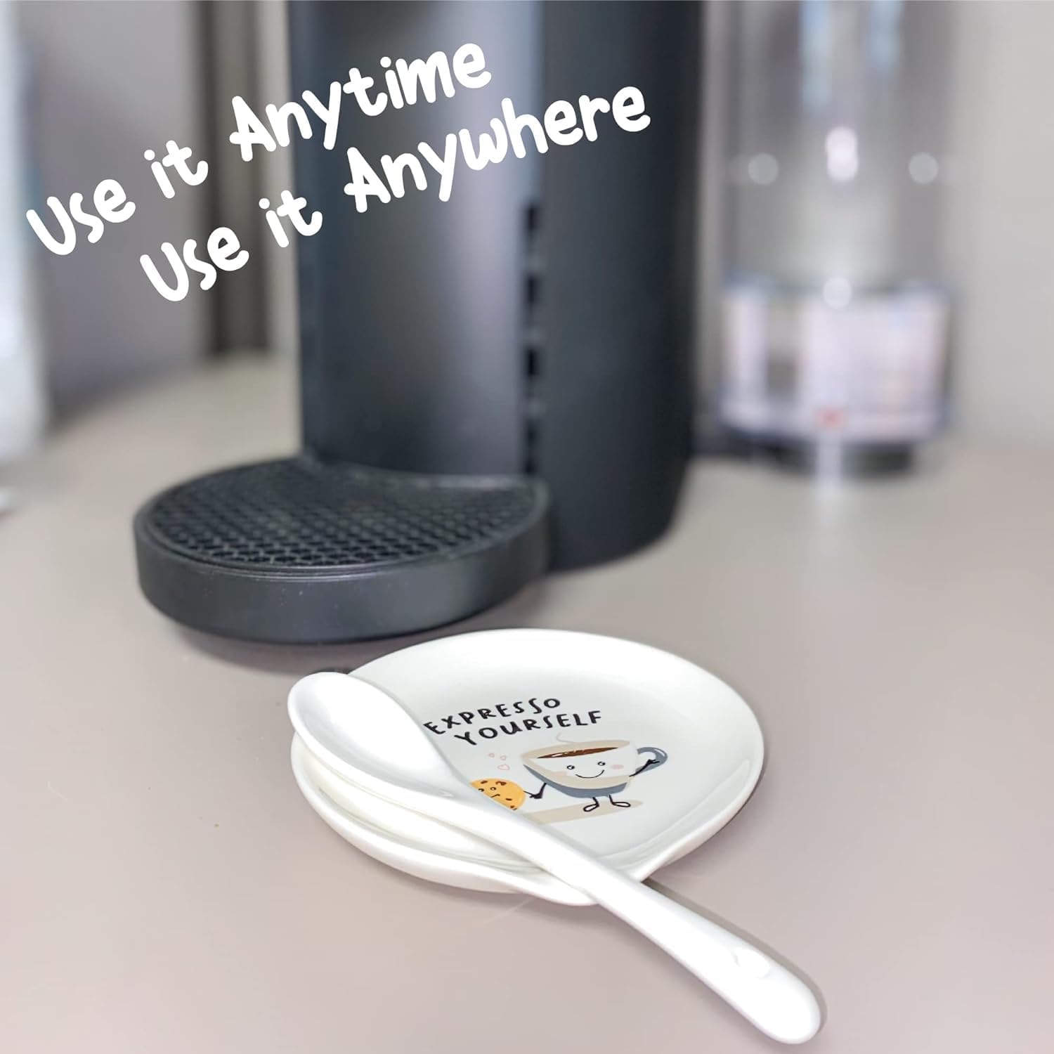 4 Inch White Ceramic Spoon Rest with Spoon – Spoon Holder for Kitchen, Coffee Bar Accessories, Tea Spoon Rest, Small Espresso Spoon Holder, Cute Coffee Lover Gift, Coffee Station Décor image 5