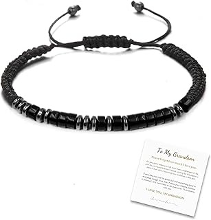 To My Son/Grandson Bracelet From Mom/Grandma,I Love You Morse Code Bracelet with Warm Message Card Hand Braided Bracelets Adjustable Stretch Wristband Bracelets Inspirational Love Bracelets Gifts for Men