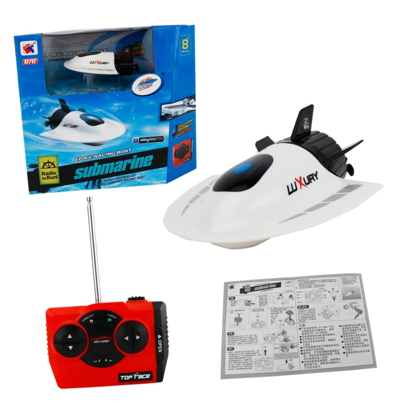 2 Pz sottomarino radiocomandato barche RC per bambini giocattoli - Giocattolo sommergibile radiocomandato - Giocattolo subacqueo mini giocattolo sottomarino barca radiocomandata