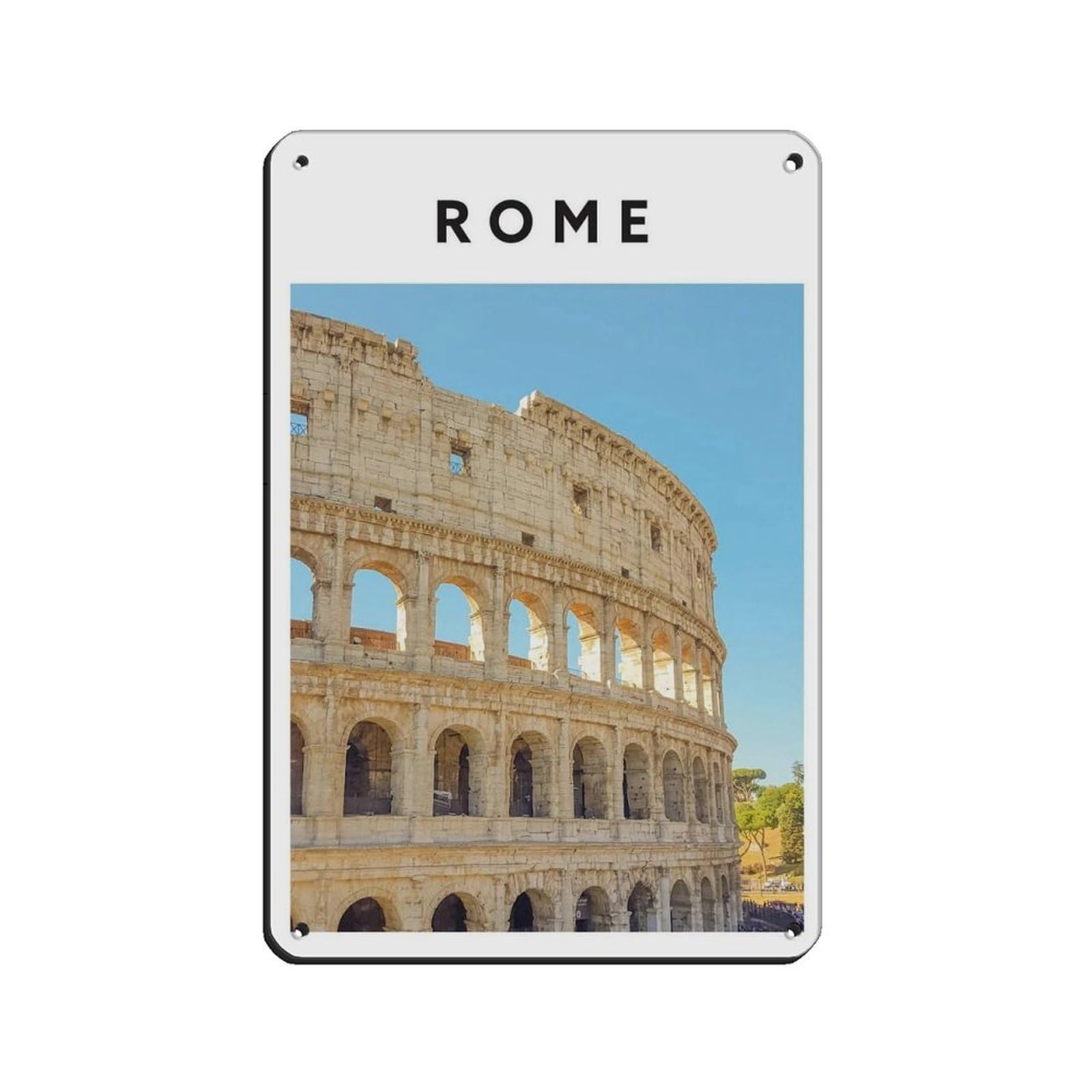 Rome Travel, Italy Poster Tin Sign Vintage Metal Pub Club Cafe Bar Home Wall Art Decoration Poster Retro 8x12inch(20x30cm)