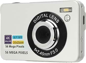 4K Digital Camera 56MP Auto Focus Photo Camera 20X Digital Zoom Camera Portable Compact Camera with 32GB SD Card for Kids Teenagers Beginners Gift (Black