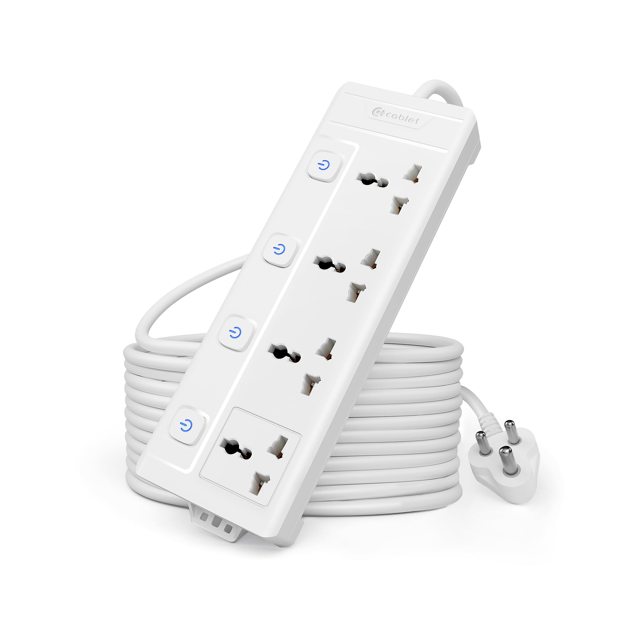 Cablet Extension Board 10 Meter Cable | 2500W 10A | 4 Universal Multi Plug Socket with Individual Switches | 10 Meter Heavy Duty Cord | LED Indicator, Power Strip & Spike Guard for Home & Office Use-image-16