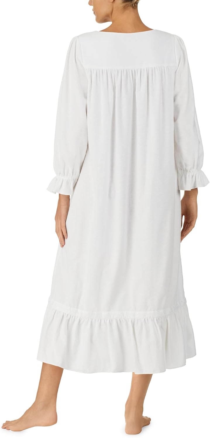 Eileen West Womens Sleepwear & Loungewear - Brushed Flannel Collection - 100% Cotton Long Sleeve 50" Long Ballet Nightgown - Image 3