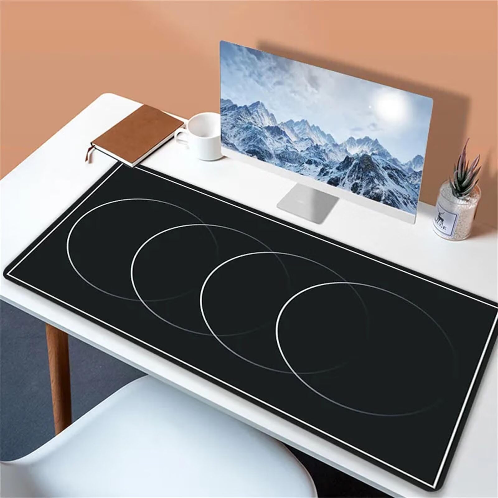 Tappetino per Mouse da Gaming XXL 1000x500x3mm Grande Tappetino per Mouse con Superficie Liscia migliora la precisione Lavabile Adatto per Computer e PC (Nero Linea Bianca)