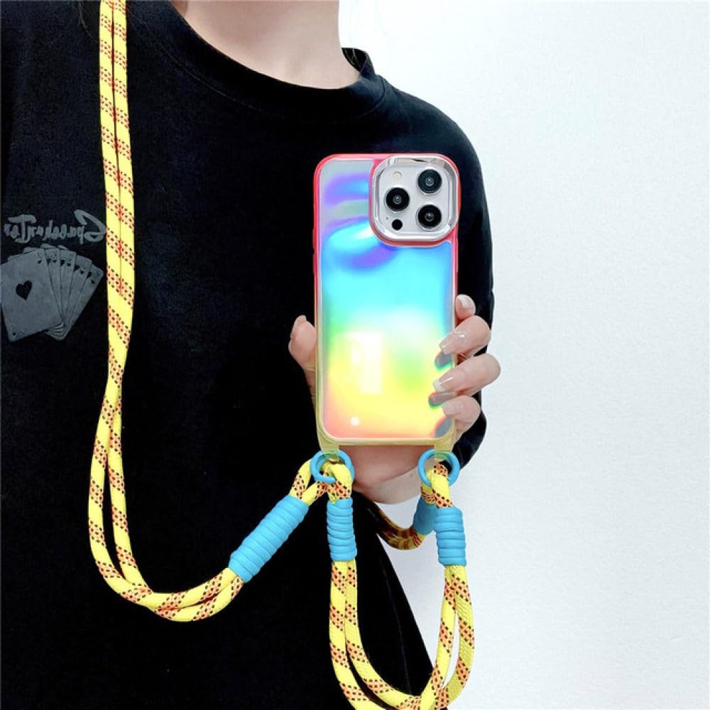 Coque antichoc iPhone 12 évite les chutes étui lanière acrylique jaune - 7